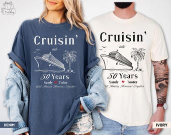 Personalized Anniversary Cruise Shirts, Cruising Couple Tees, Custom Couple Gifts, 50th Wedding Anniversary Matching Couple Vacation Tshirts