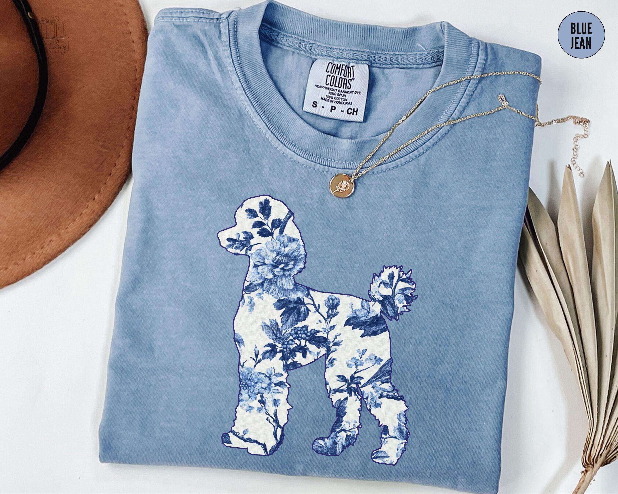 Comfort Colors Poodle Shirt, Floral Standard Poodle Tee, Dog