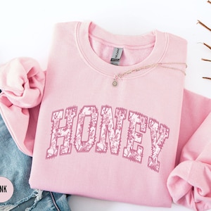 Toile De Jouy Honey Sweatshirt, Floral Crewneck, Mothers Day Gift, Honey Gifts, Coquette Valentine Sweater