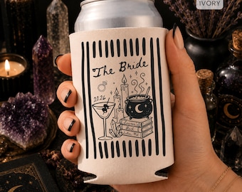 Witch Bachelorette Party Can Cooler, Custom Witchy Halloween Can Holder, Personalized Spooky Bridal Party Favor, The Coven Bride Girls Trip