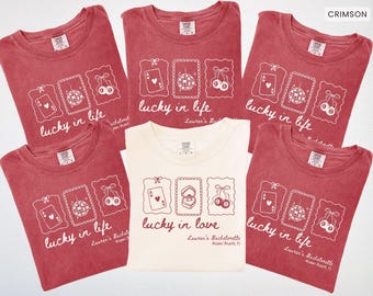 Lucky in Love Bachelorette Shirt, Comfort Colors Las Vegas Girls Trip T- Shirt, Casino Night Tee, Custom Bridal Party Tshirts