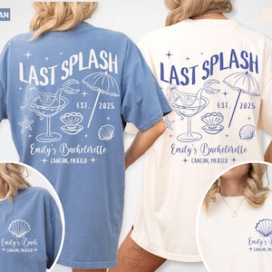 Magliette da addio al nubilato Last Splash, maglietta da addio al nubilato sulla spiaggia, maglietta personalizzata da addio al nubilato sulla costa, magliette personalizzate da viaggio per ragazze con colori comodi
