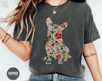 Comfort Colors Corgi Tshirt, Wildflowers Corgi Tee, Cottage Core Corgi Mama Shirt, Floral Corgi Lover Gift, Dog Mom Gifts