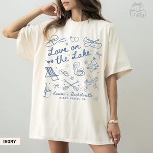 Maglietta personalizzata &quot;Love On The Lake Bachelorette&quot;, maglietta Comfort Colors &quot;Lake Bachelor Party&quot;, maglietta &quot;Lake Bride Mountain Camping Bachelor&quot;