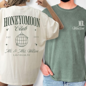 Custom Honeymoon Mr and Mrs Shirts, Personalized Just Married T-Shirt, Couples Matching Comfort Colors® Shirt, His and Hers Newlywed Gift