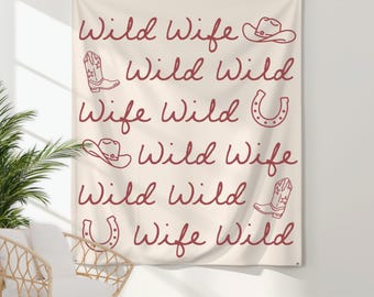 Personalized Wild Wild Wife Western Bachelorette Tapestry, Cowgirl Bachelorette Banner, Last Rodeo Bach Party Decor, Nashville Trip Backdrop