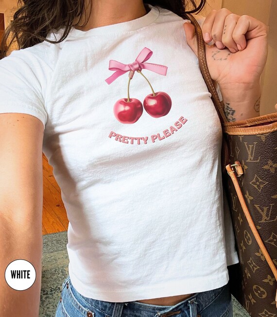 T shirt bebe cerise t shirt bebe graphique Y2K chemise coquette t shirt fruits vetements des annees 90 haut chic BCBG cerise retro esthetique pour fille du centre ville des annees 2000 Etsy France