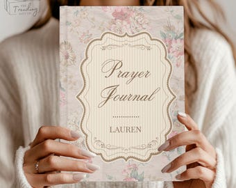 Personalized Prayer Journal For Women, Custom Faith journal With Name, Coquette Christian gift, Hardcover lined notebook