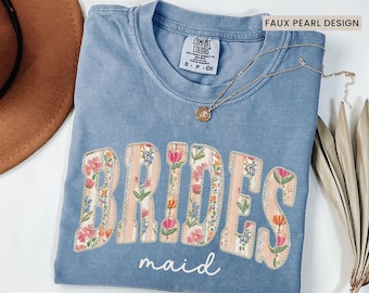 Comfort Colors Bridesmaid Shirt, Faux Patchwork Bridal Party Gift, Getting Ready Bridal Outfit, Bachelorette Shirts