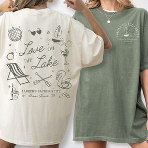 Maglietta personalizzata &quot;Love On The Lake Bachelorette&quot;, maglietta Comfort Colors &quot;Lake Bachelor Party&quot;, maglietta &quot;Lake Bride Mountain Camping Bachelor&quot;