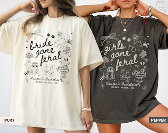 Girls Gone Feral Bachelorette Shirt Comfort Colors Custom Feral Raccoon Bride Tshirt Personalized Funny Raccoon Bridal Party Matching Outfit