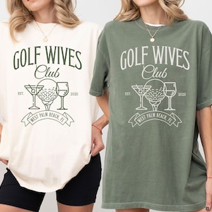 Kundenspezifisches Golf-Frauen-Cocktailclub-Shirt, personalisiertes verlassenes Frauen-Club-Frauen-T-Shirt, Golf-Par-T-Shirt Martini-T-Stück, Komfortfarben-Golfgeschenk