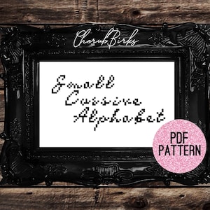 Small Cursive Cross Stitch Alphabet and Numbers PDF Pattern