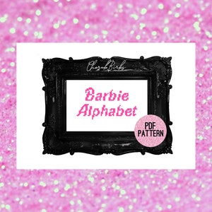 Barbie Inspired Cross Stitch Alphabet and Numbers PDF Pattern image 1