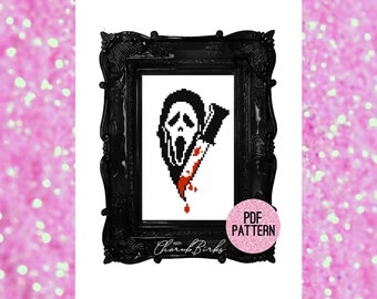 Ghost Face Scream Horror Movie Cross Stitch PDF Pattern