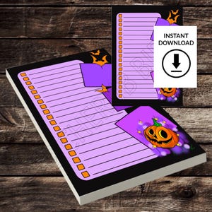 Halloween Pumpkin PDF Notepad Planner To Do List