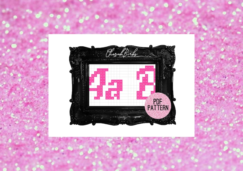 Barbie Inspired Cross Stitch Alphabet and Numbers PDF Pattern image 2