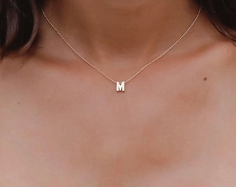 Custom Made Small Mini Letter Necklace, Small Mini Alphabet Initial Necklace, Monogram Necklace, Gift for Her, Gift for Mom, Women Jewelry