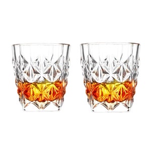 Set of 2 Veecom Whiskey Glass 10 oz Crystal Whiskey Glasses Thick Bottom Bourbon