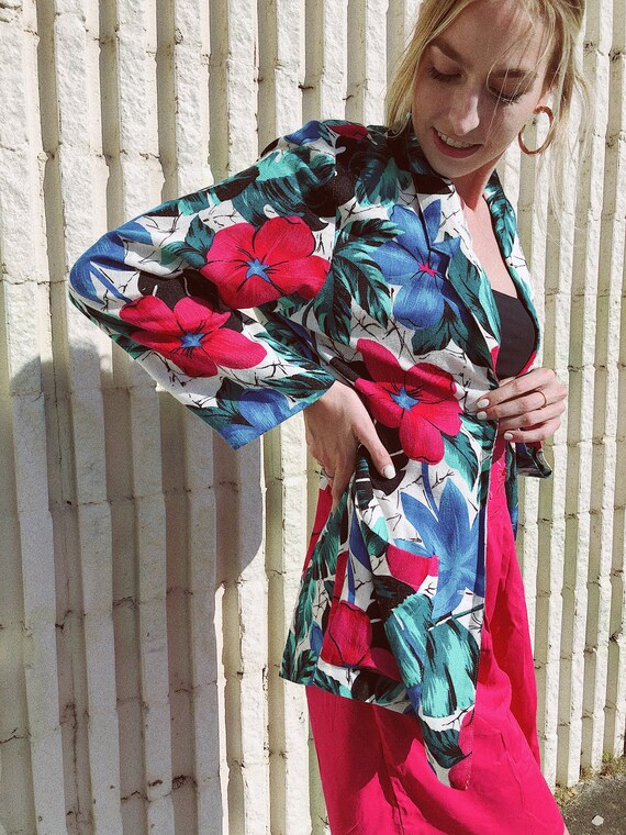 Vintage Blazer Floral Blazer Tropical Blazer Casua