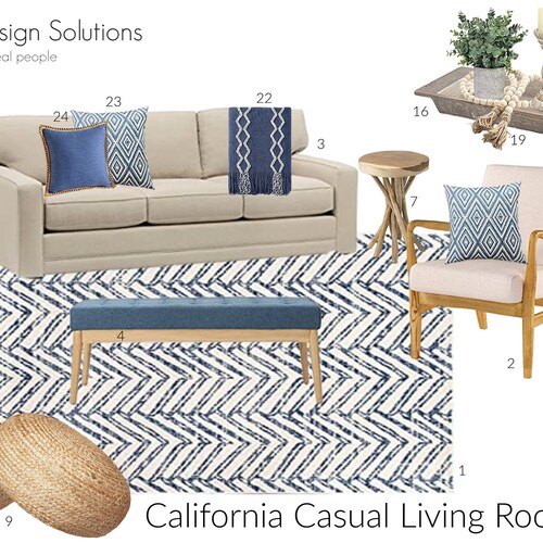 Coastal Living Room Moodboard-online Interior Design - Etsy