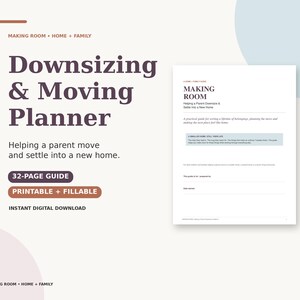 Senior Downsizing & Moving Planner for Aging Parents | Printable and Fillable PDF