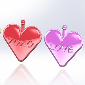 Heart Keychain 3D Print STL Files: Cutie, Love, XOXO (Digital Download)