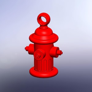 May include: A vibrant red fire hydrant, a familiar sight in towns and cities. It has a rounded top and base, with two side nozzles and a circular handle. The design is rendered in a 3D style, showcasing its classic form.