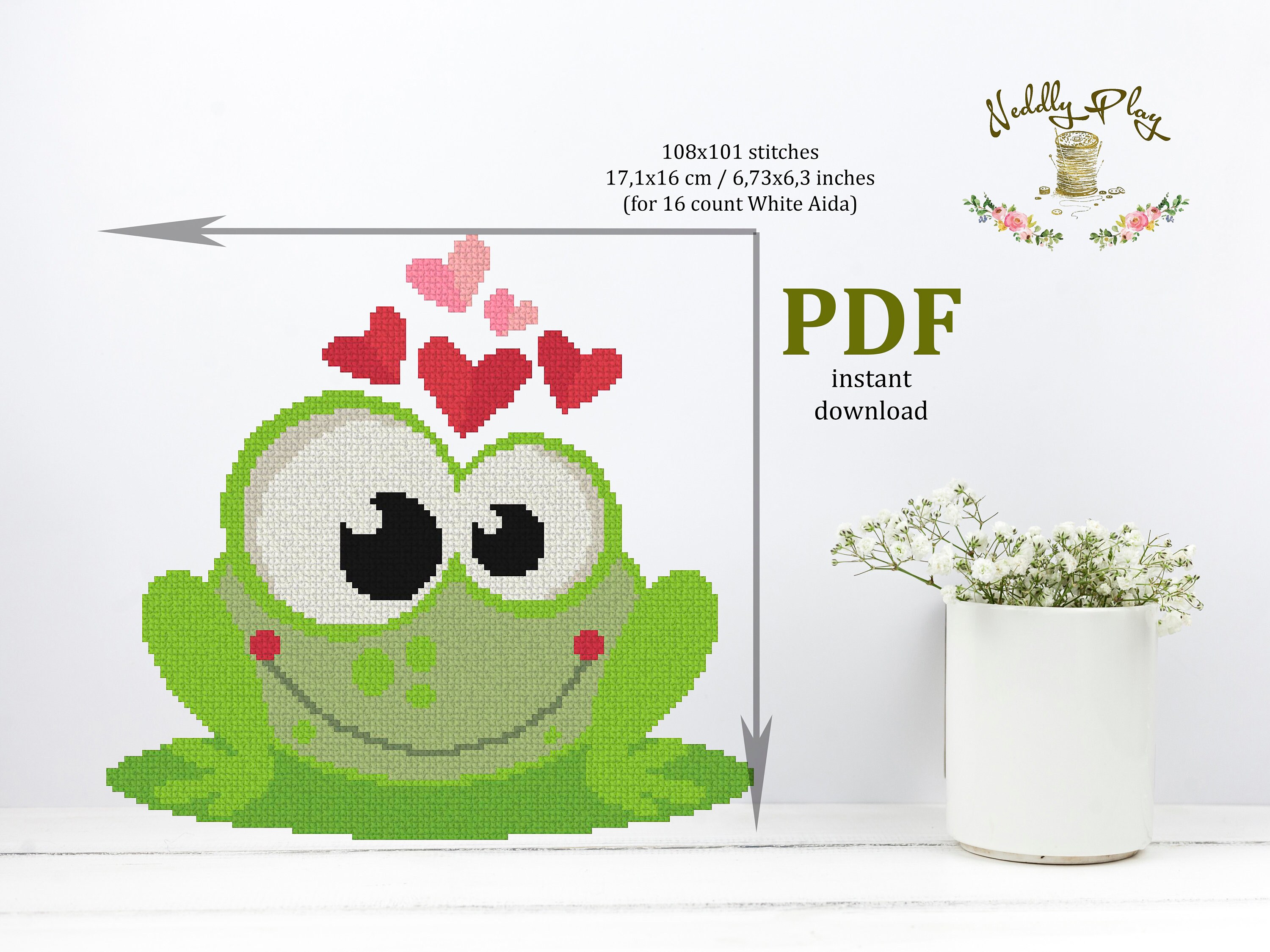 Frog custom easy cross beginners stitch kit gifts PDF | Etsy