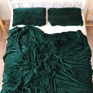 5pcs Ultra-Luxury Dark Green Velvet Duvet Cover, Boho Bedding UO Comforter Bedding Donna Cover Dark Emerald Green Duvet Cover Christmas Gift