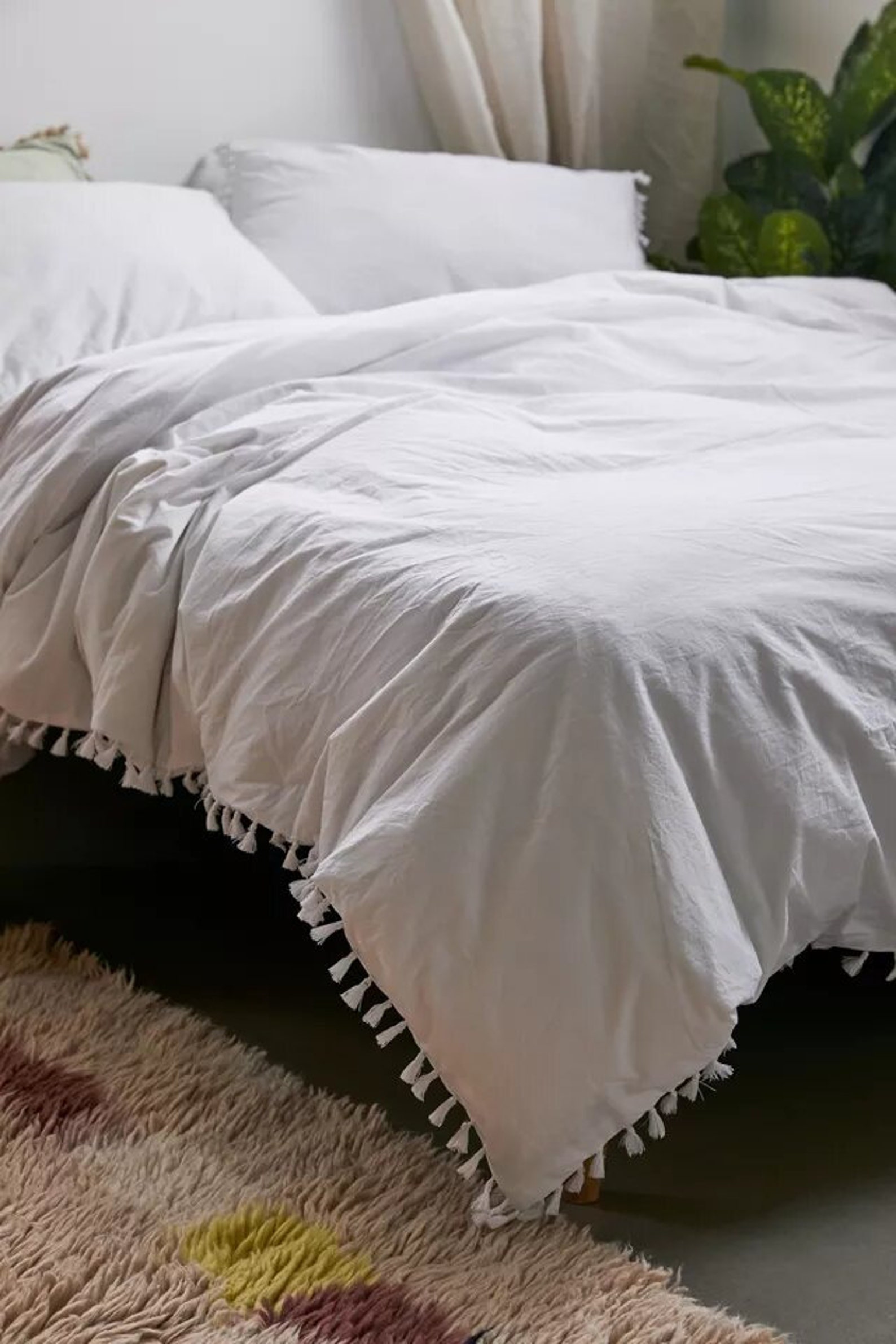 3 Pcs White Fringes Tassels Duvet Cover Boho Bedding Pure Etsy