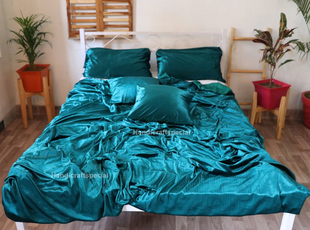 5 Pc Set Teal Blue Velvet Duvet Cover Ultra Luxe Velvet Bedding King