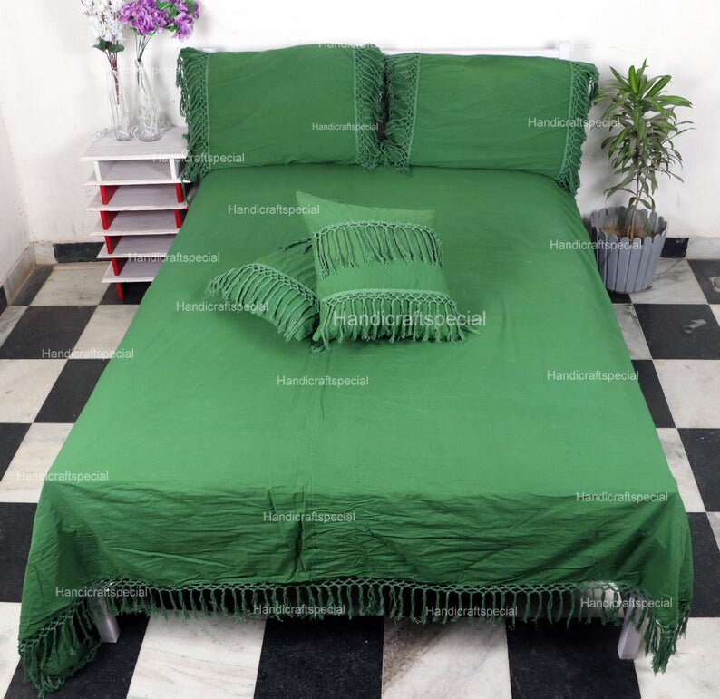 Handmade Green Fringes Tassels Duvet Cover Luxury Dona Duvet Etsy