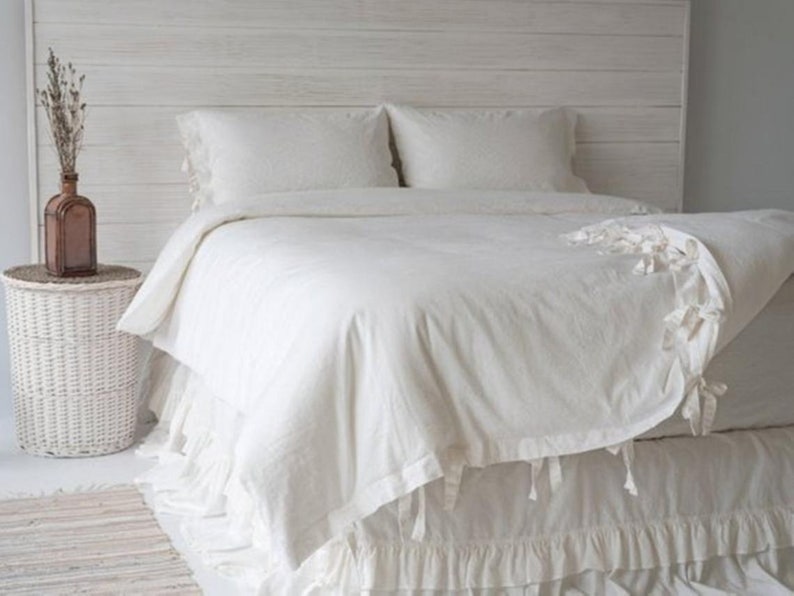 White Fringes Tassels Duvet Cover Boho Bedding 100 Cotton Etsy