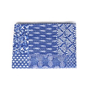 Indian Handblock Print Kantha Quilt - Handmade Cotton Bedspread | Unique Boho Bedding | Reversible Throw Blanket | Ethnic Home Decor