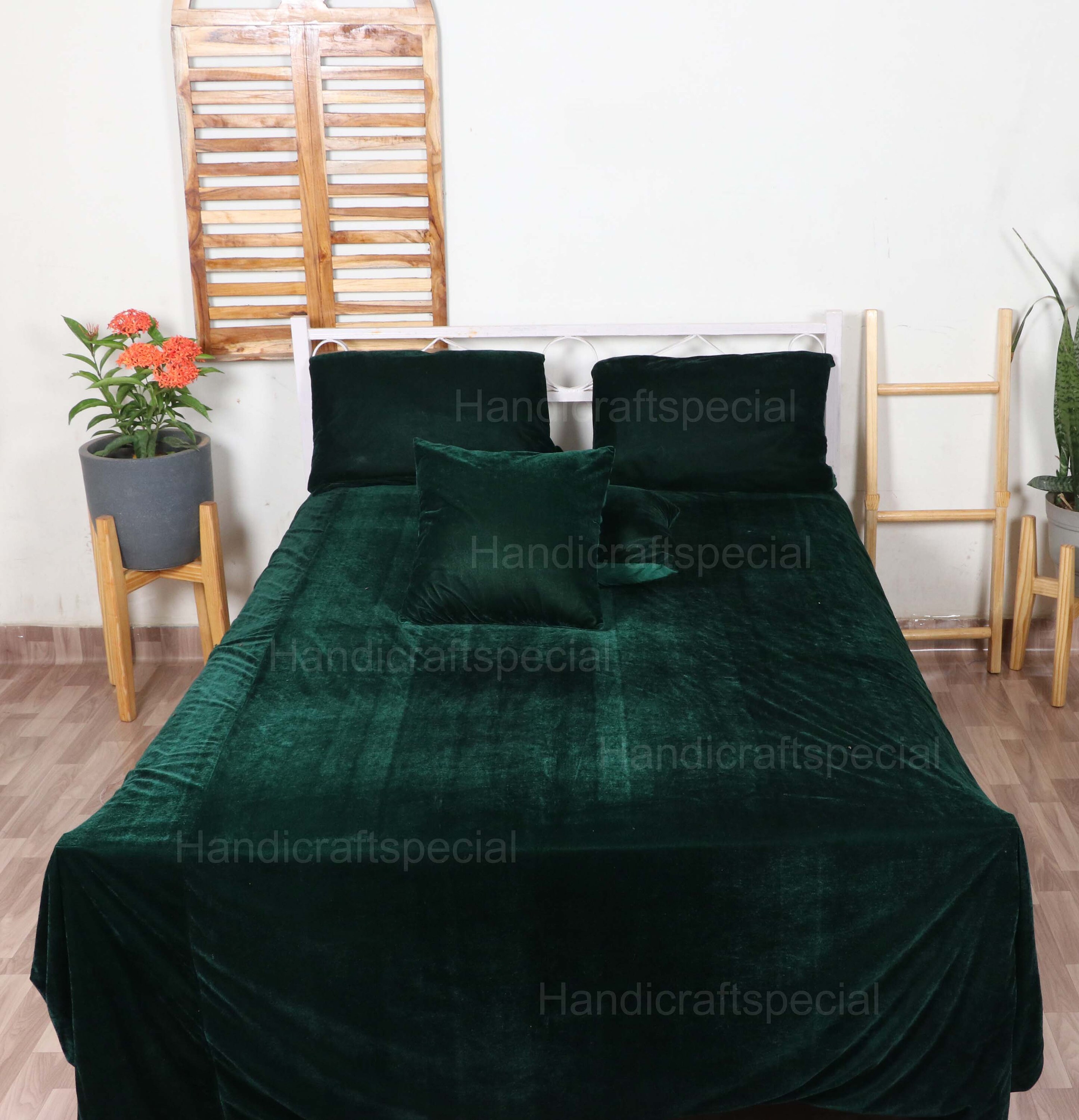 5pcs Ultraluxury Dark Green Velvet Duvet Cover Boho Bedding Etsy