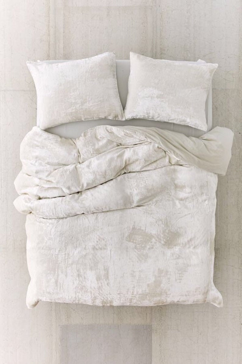 White Velvet Duvet Cover Comforter Cover Full UO Bedding Etsy