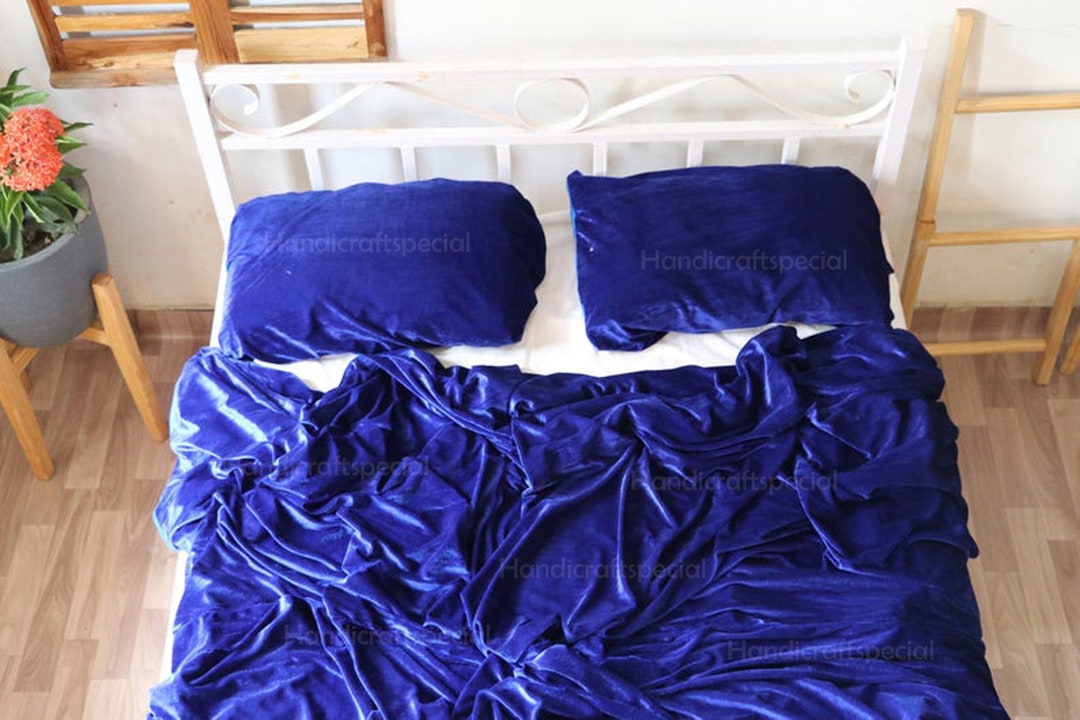 5pcs Ultraluxury Royal Blue Velvet Duvet Cover, Boho Bedding, UO Comforter Bedding Donna Cover