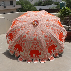 Indian Cotton Shade Patio Umbrella Large Garden And Sun Umbrella Beach Café Outdoor Large Garden Parasol Café Outdoor Gift Garden Umbrella