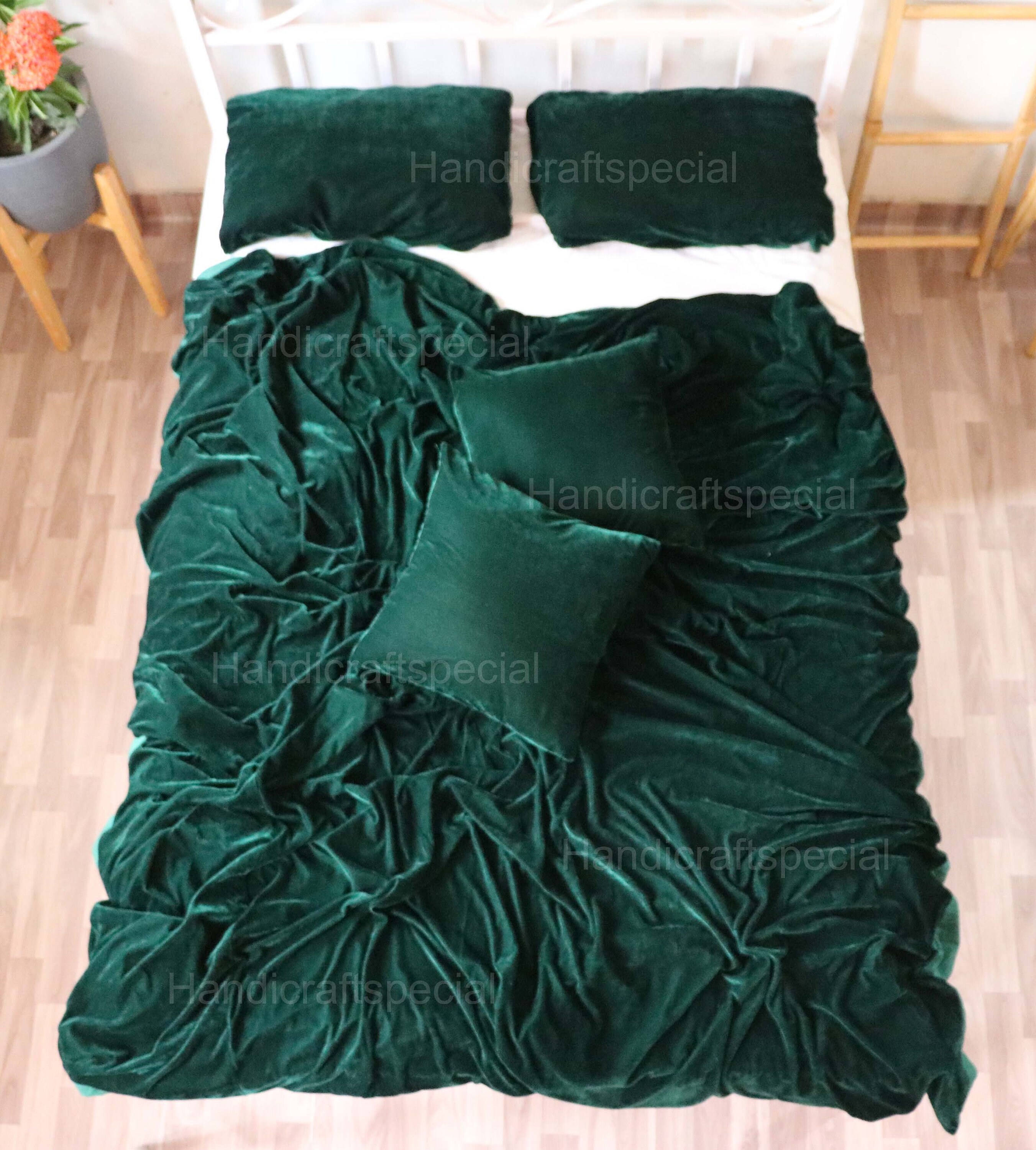 5pcs Ultraluxury Dark Green Velvet Duvet Cover Boho Bedding Etsy