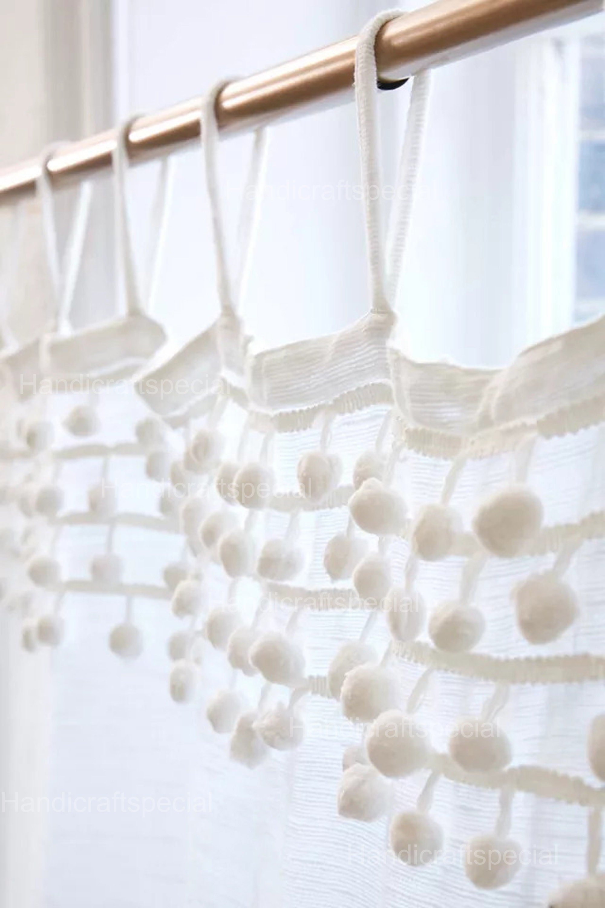 White Pom Pom Curtains