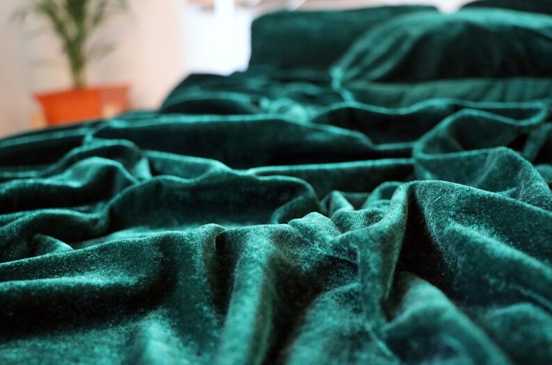 5 Pc Set Dark Green Velvet Duvet Cover Ultra Luxe Crushed Etsy