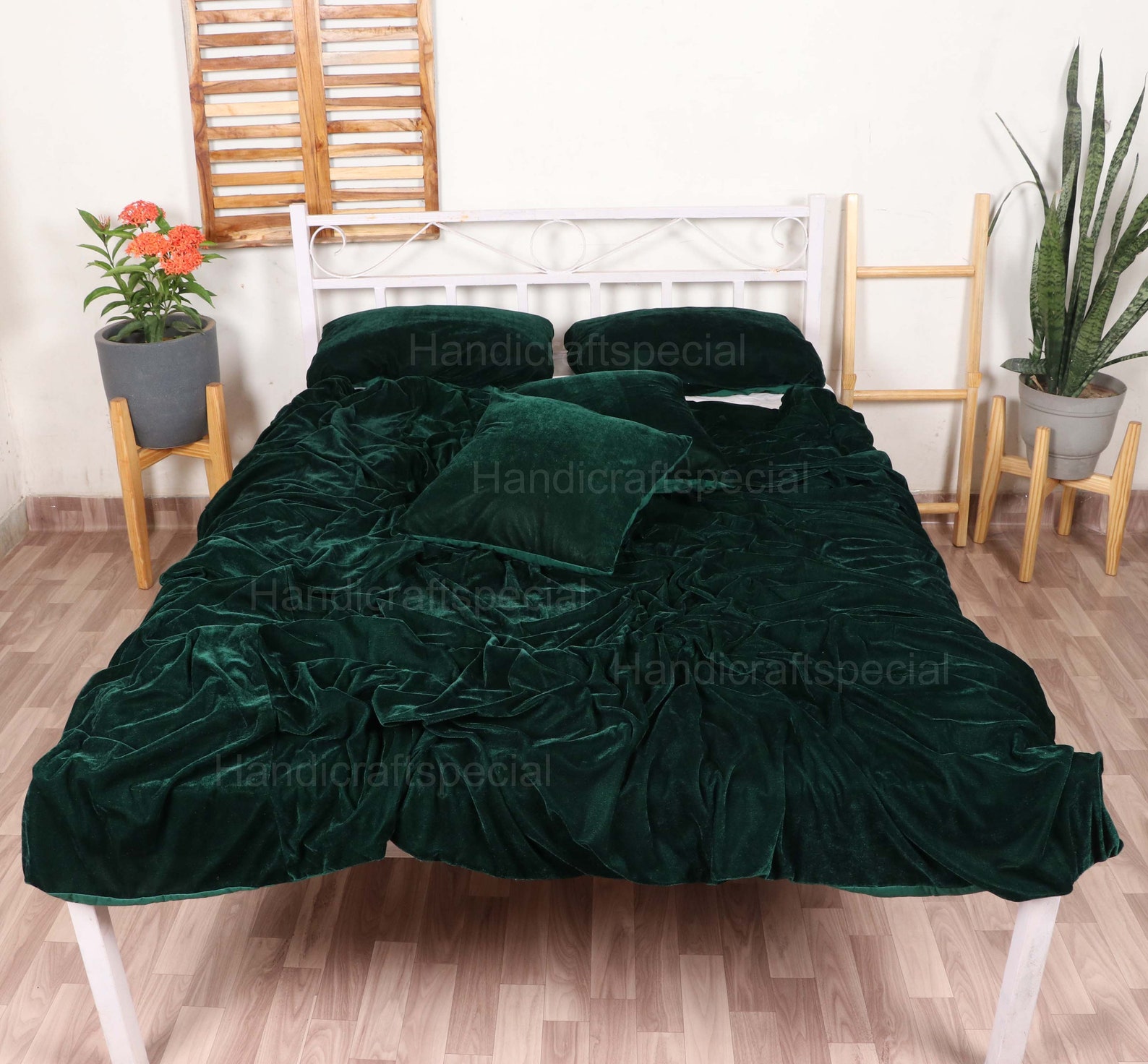 5pcs Ultraluxury Dark Green Velvet Duvet Cover Boho Bedding Etsy