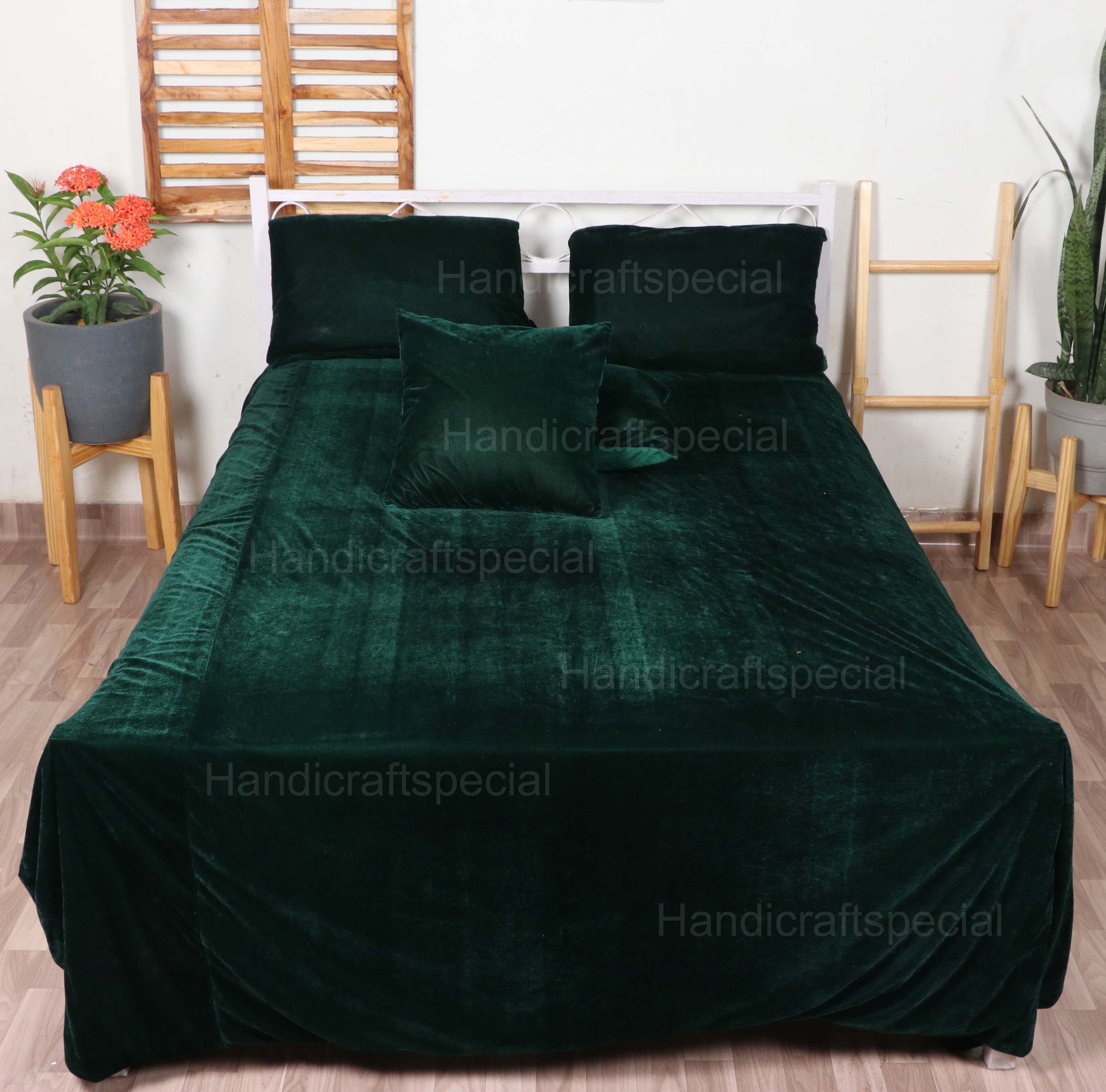 5pcs Ultra-luxury Dark Green Velvet Duvet Cover Boho Bedding - Etsy