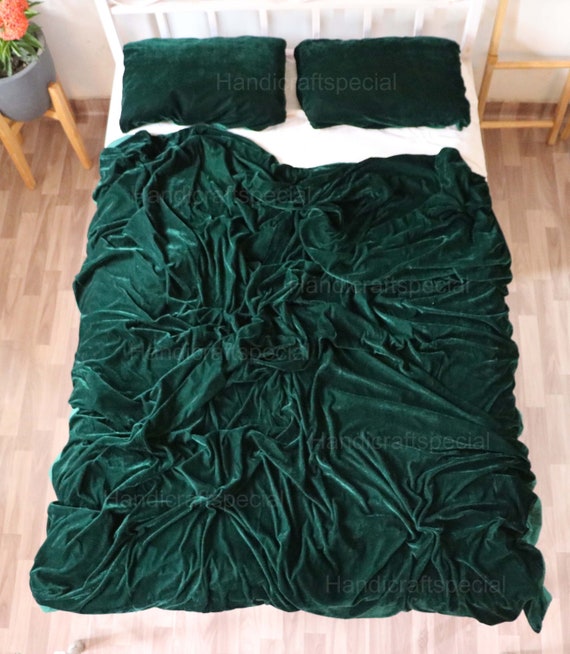 5pcs Ultraluxury Dark Green Velvet Duvet Cover Boho Bedding Etsy