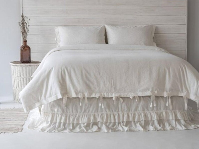 White Fringes Tassels Duvet Cover Boho Bedding 100 Cotton Etsy