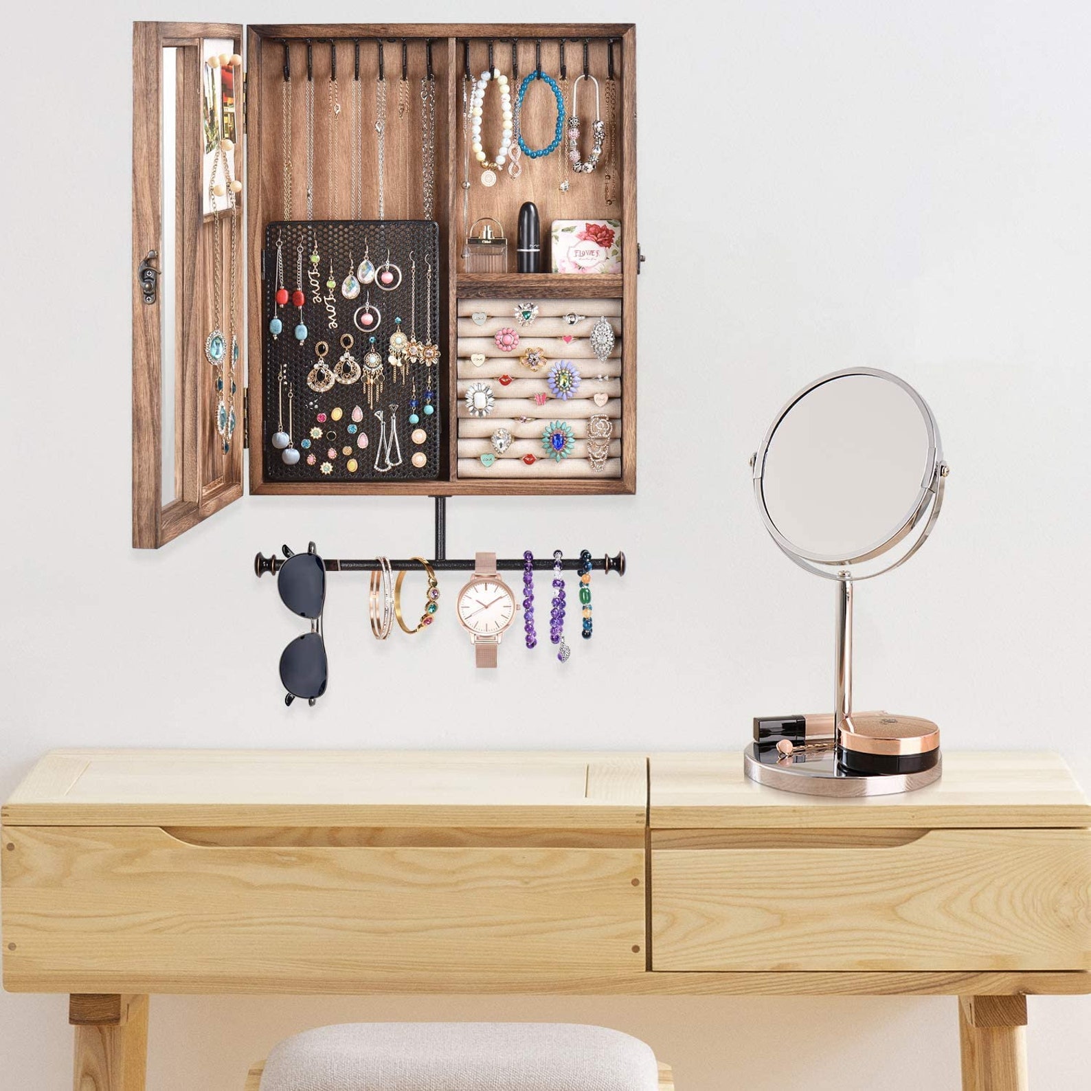 Jewelry Organizer Wall Mounted Jewelry Box Jewelry Etsy
