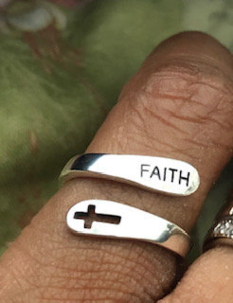 Sterling Silver Adjustable Faith Ring Etsy