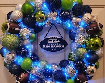 Seattle Seahawks Wreath II (with battery operated lights)