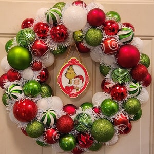 He&#39;s a Mean One Grinch Door Wreath (choose your centerpiece)